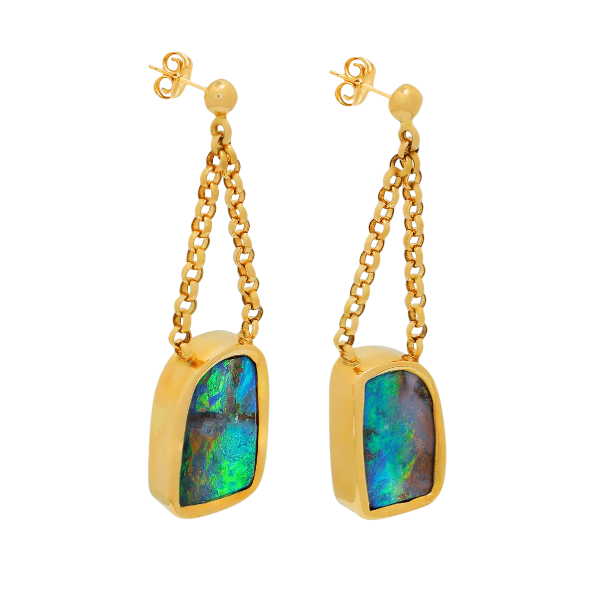 Black Boulder Opal Earrings