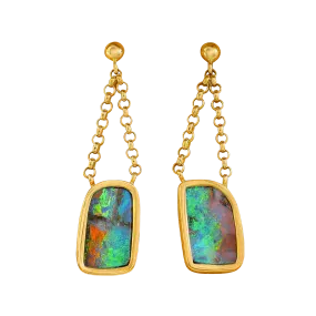 Black Boulder Opal Earrings