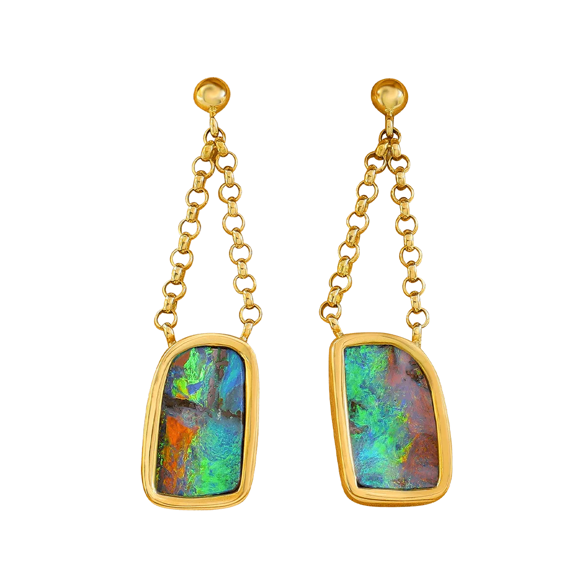 Black Boulder Opal Earrings