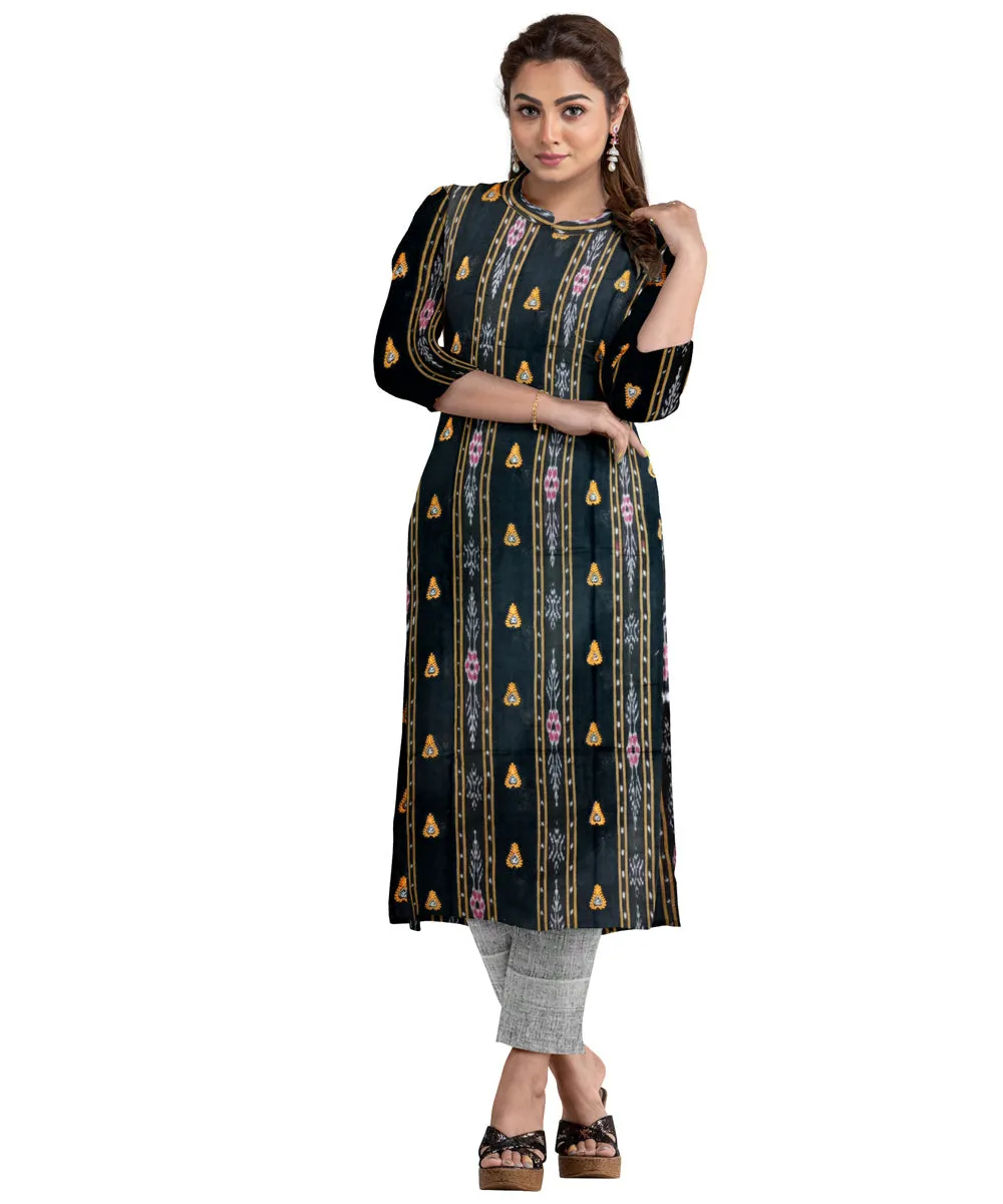 Black grey handwoven nuapatna cotton dress material