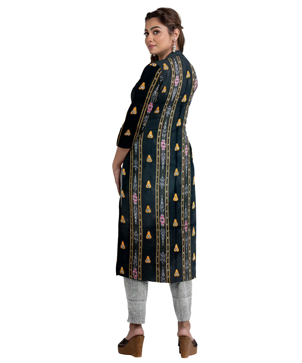 Black grey handwoven nuapatna cotton dress material