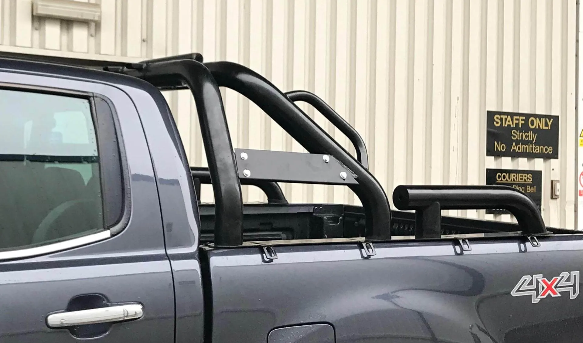 Black SUS201 Long Arm Roll Sports Bar with Grab Handle for the Ford Ranger 2012 