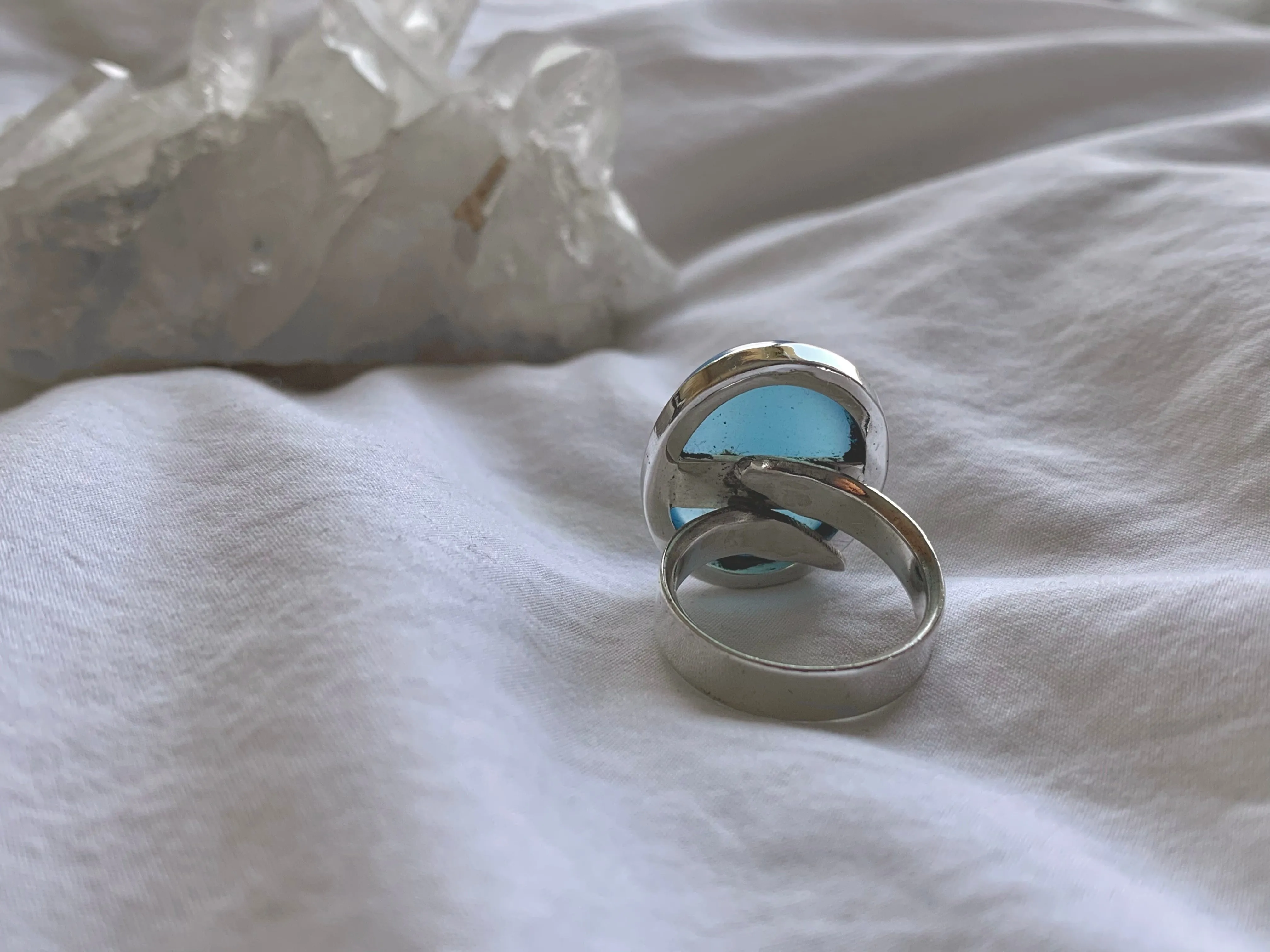 Blue Chalcedony Adjustable Ring - Reg. Oval