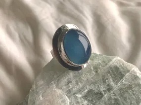 Blue Chalcedony Medea Ring - Oval