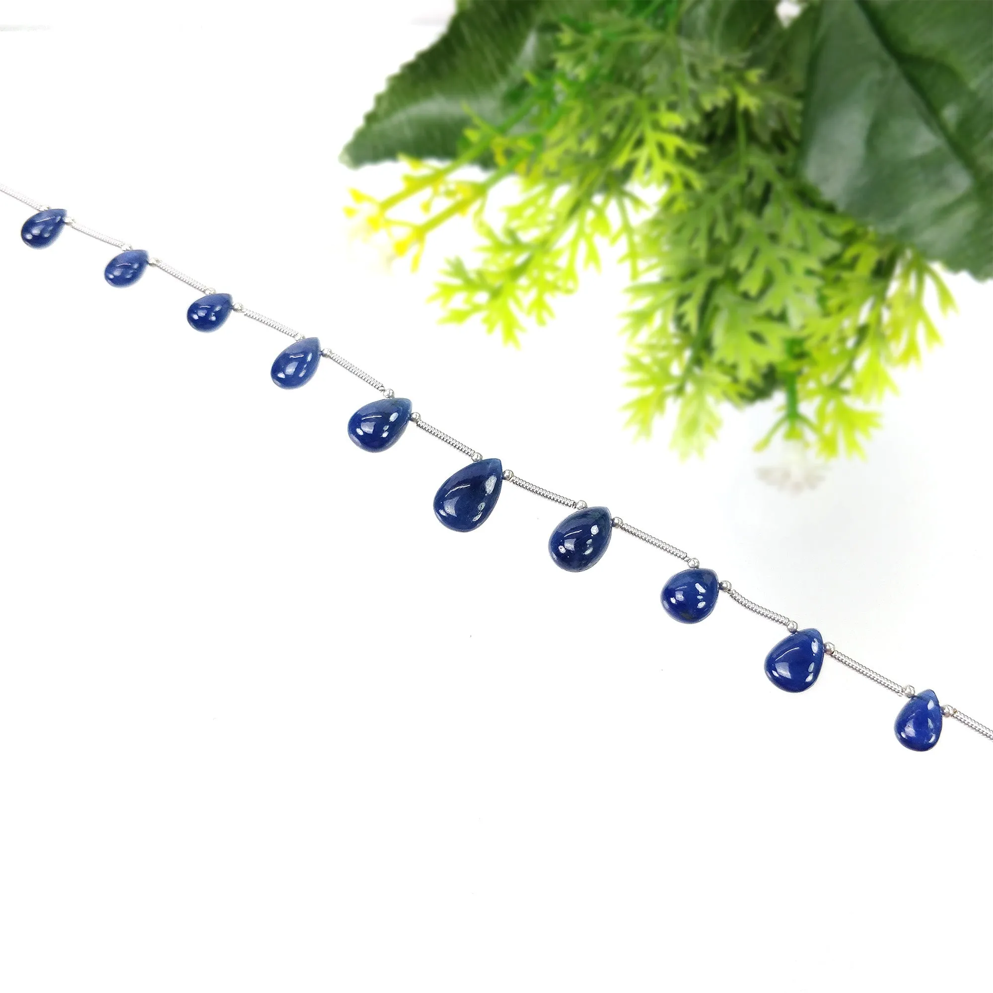 BLUE SAPPHIRE Gemstone Loose Beads : 34.95cts Natural Untreated Sapphire Plain Almond Beads 7*5mm - 13*7mm