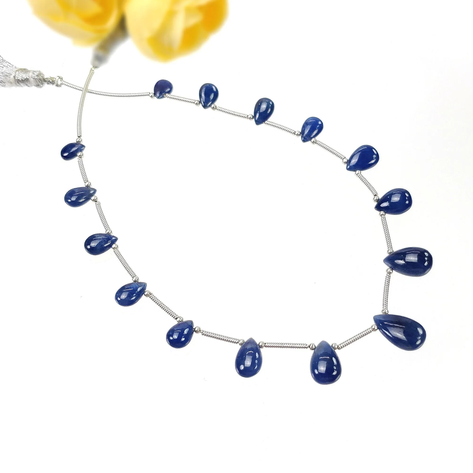 BLUE SAPPHIRE Gemstone Loose Beads : 34.95cts Natural Untreated Sapphire Plain Almond Beads 7*5mm - 13*7mm