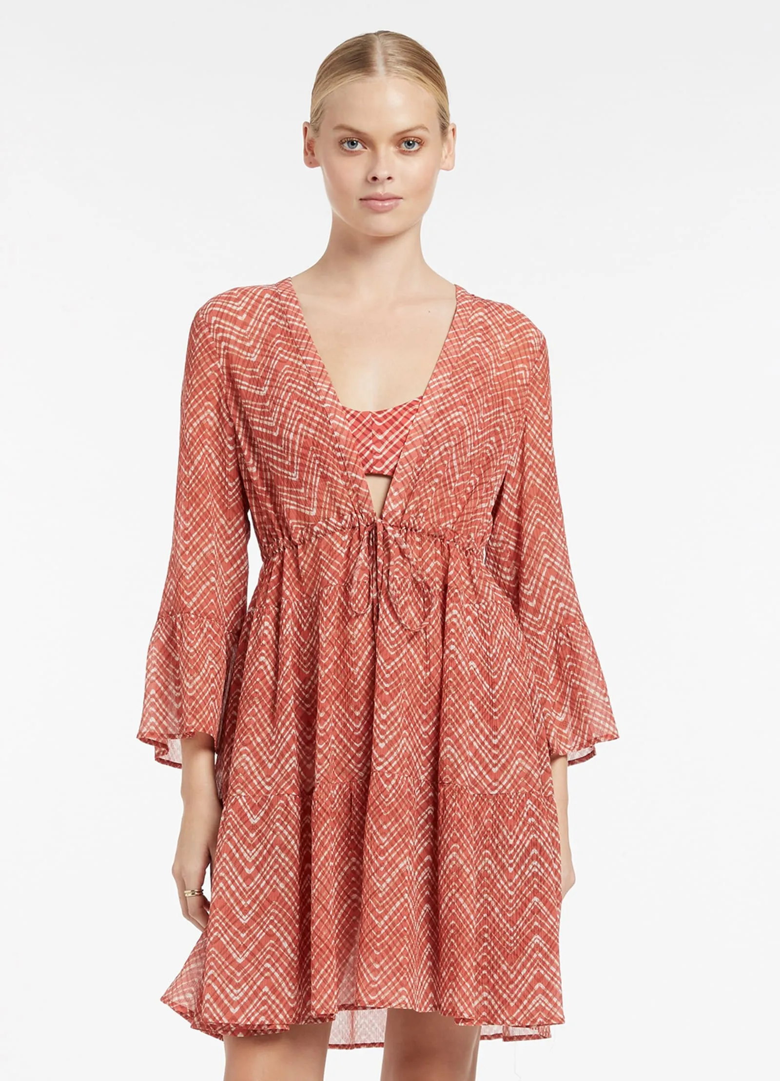 Bonita Tiered Cover Up Kaftan - Maple