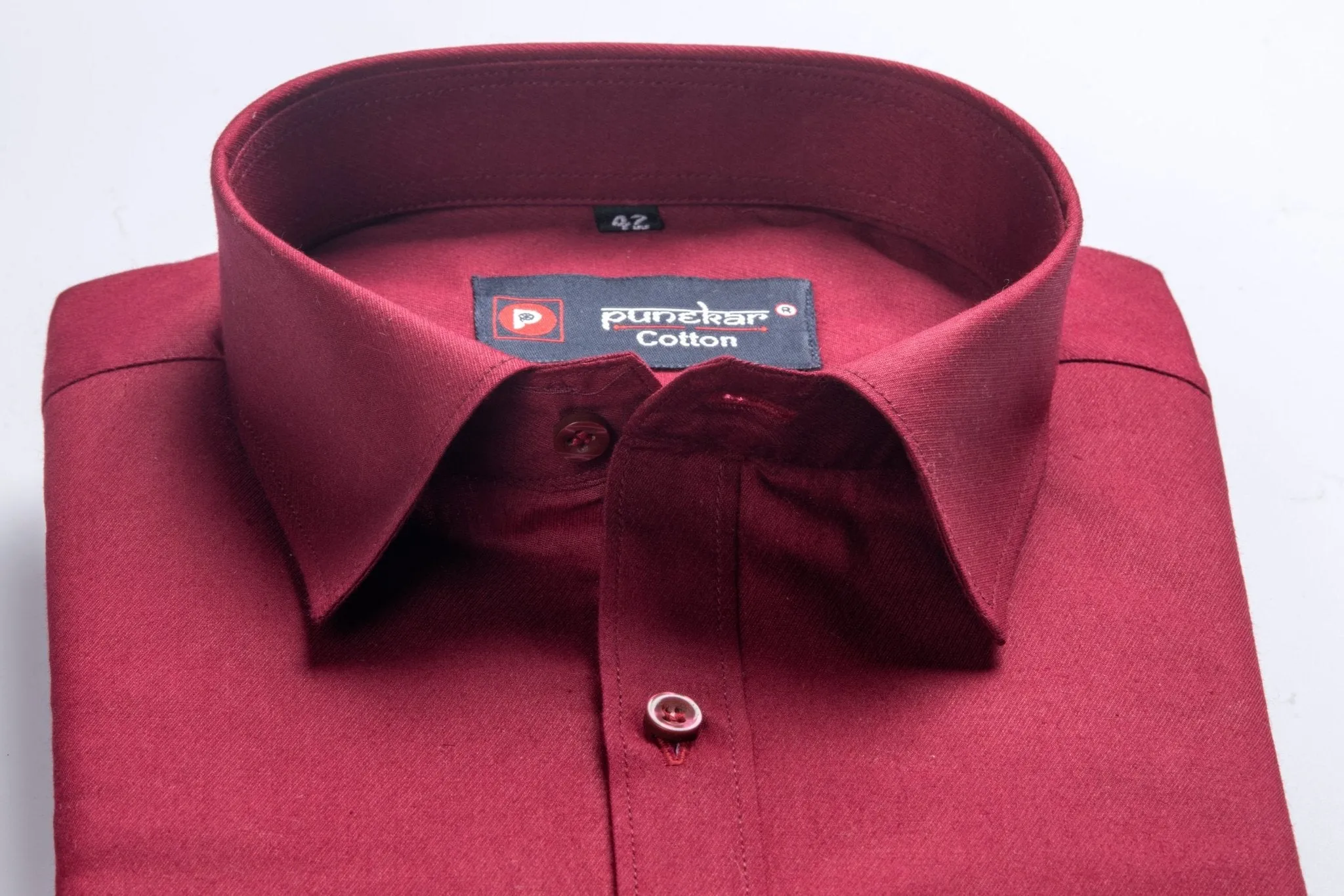 Cardinal Red Color Satin Mecerised Cotton Shirt For Men