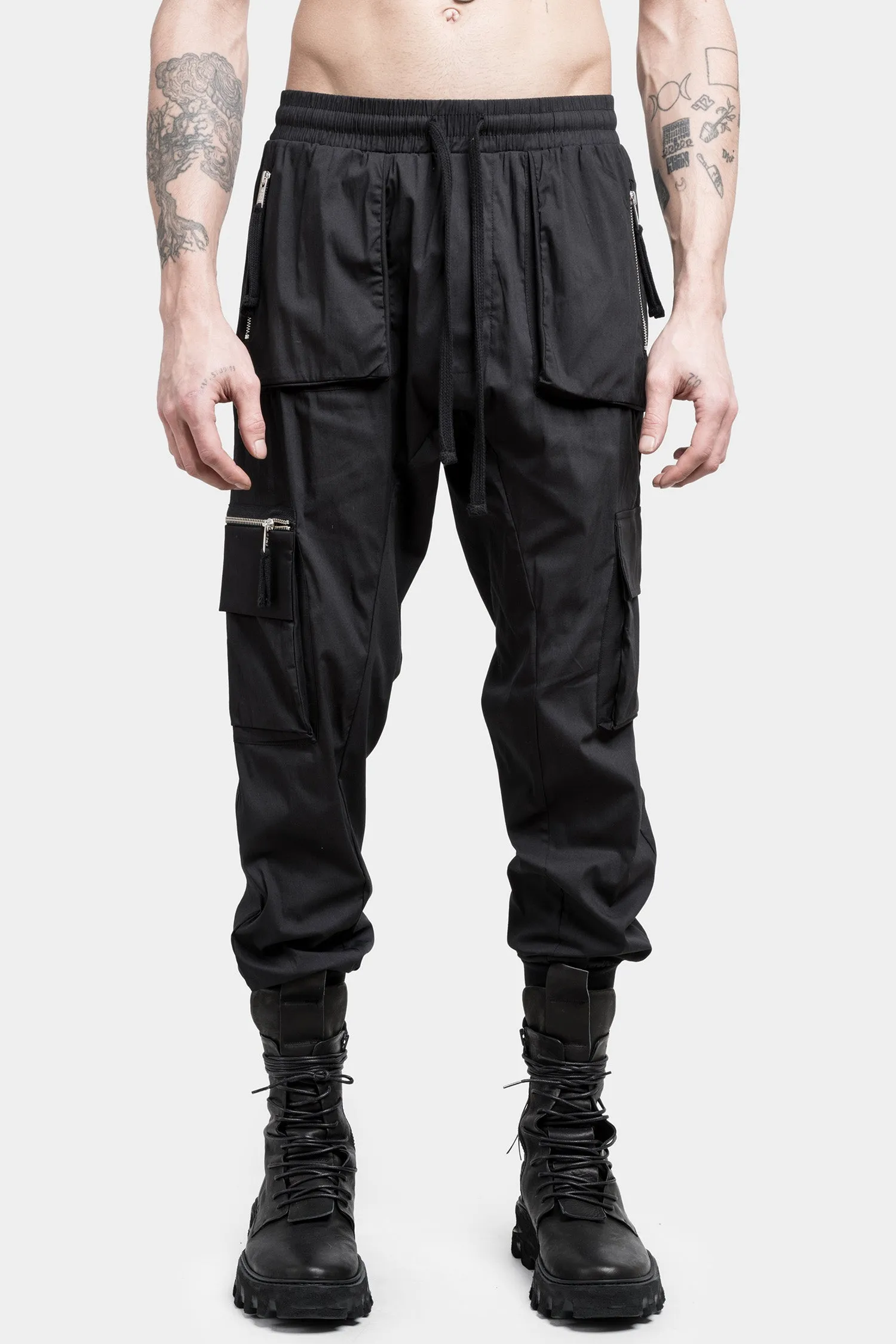 Cargo zip pocket pants, Black