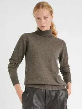 Cashmere Pullover Lukka Roll Neck dunkles taupe