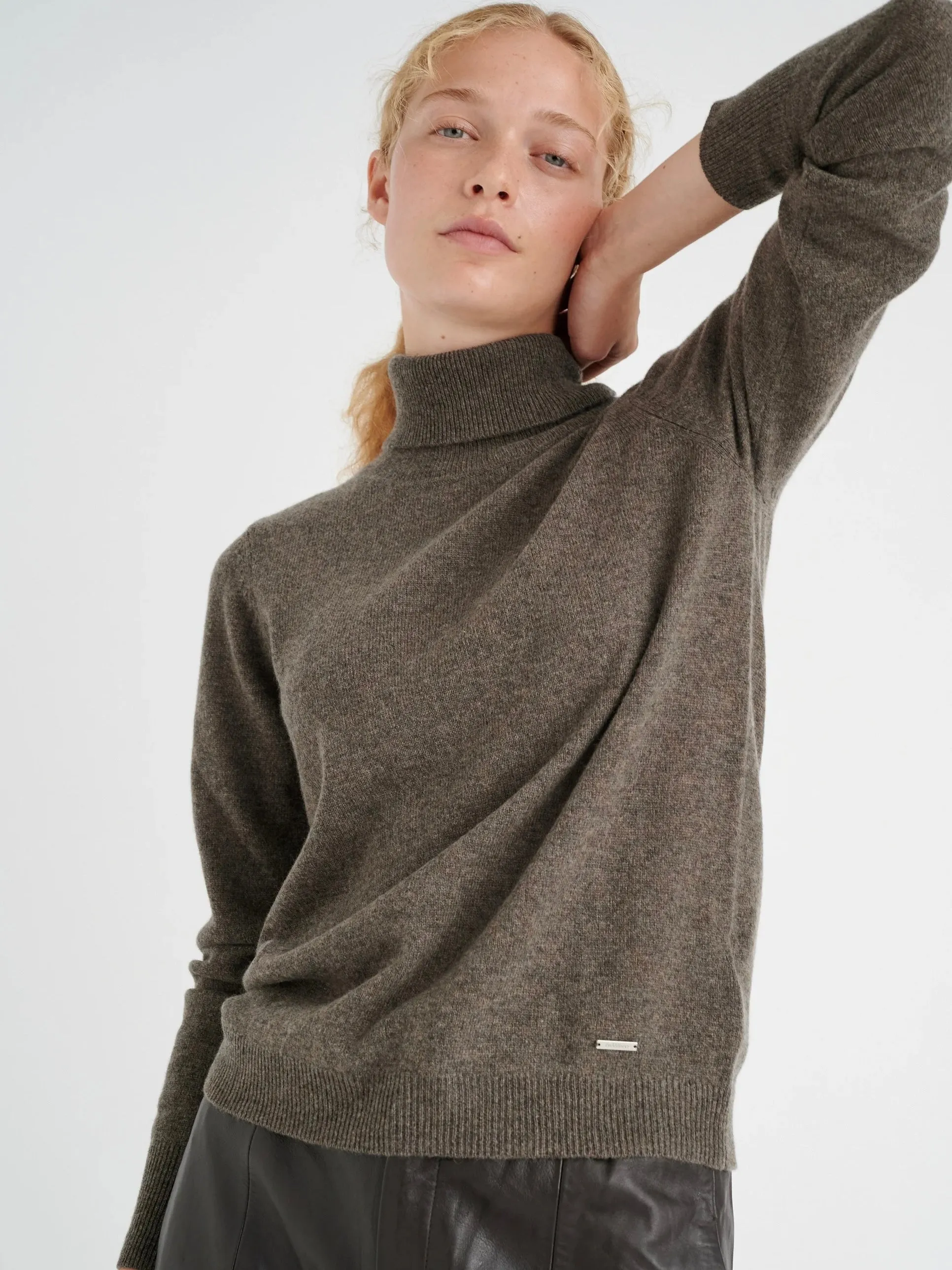 Cashmere Pullover Lukka Roll Neck dunkles taupe