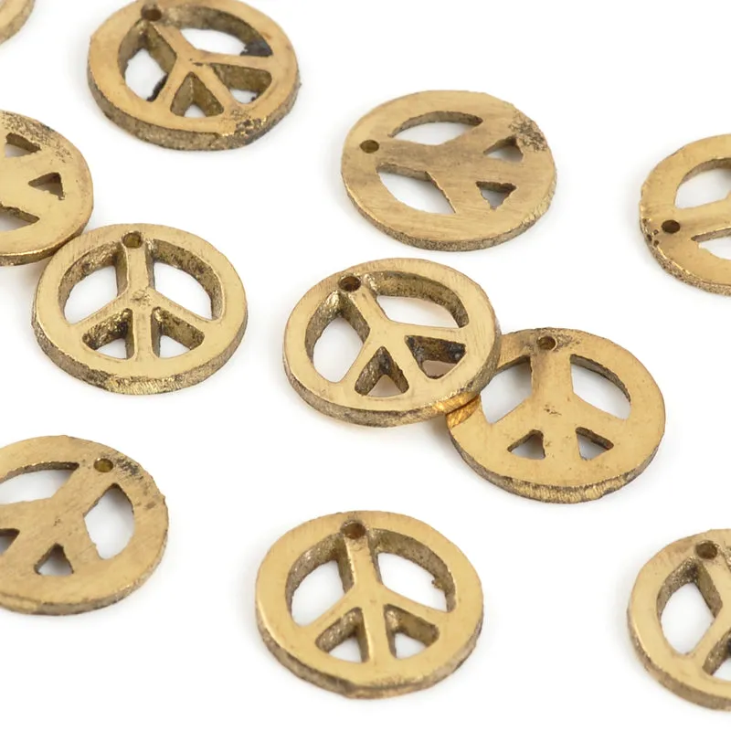 Casting Charms-10mm Tiny Peace-Brass-Bronze-Quantity 1