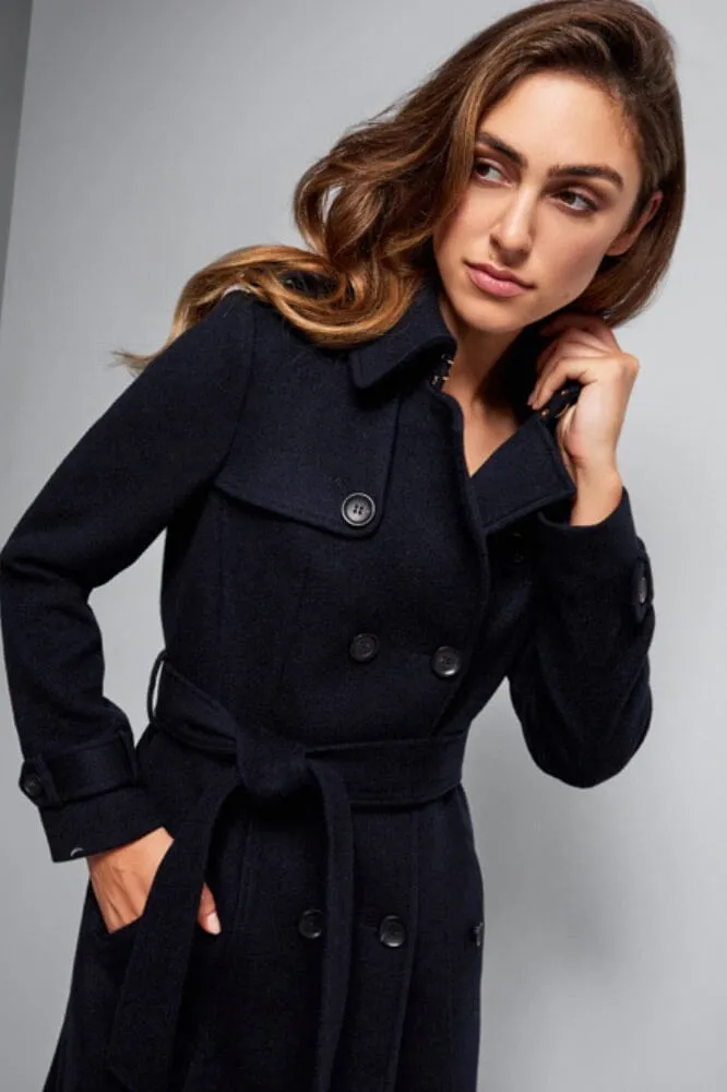 Caterina Wool Trench Coat - Navy Wool