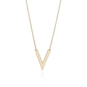 Chevron V Station Necklace in Solid Gold