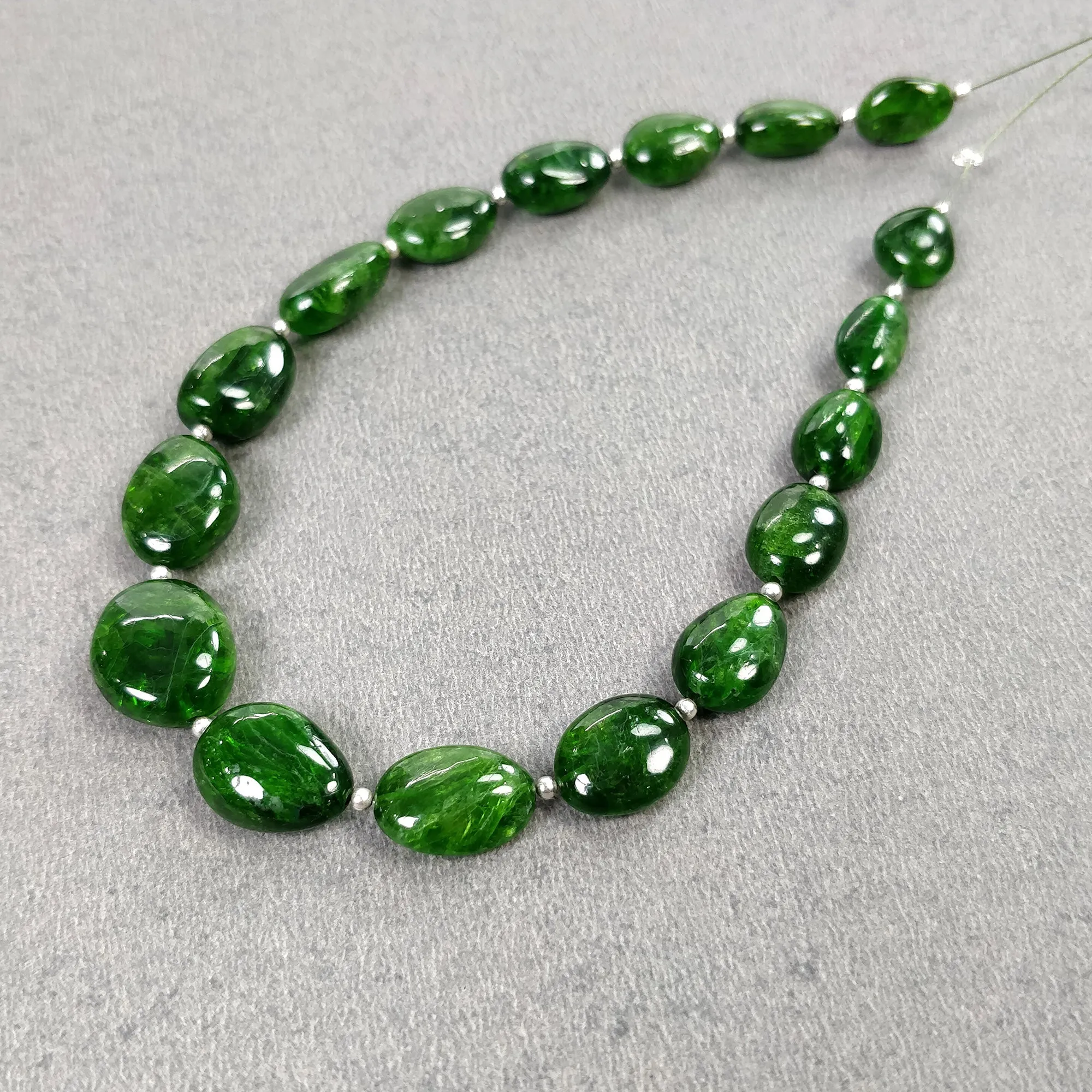 CHROME DIOPSIDE Gemstone Loose Beads : 70.20cts Natural Green Diopside Uneven Plain Nuggets 8.5*7.5mm - 13*11mm 8" (With Video)