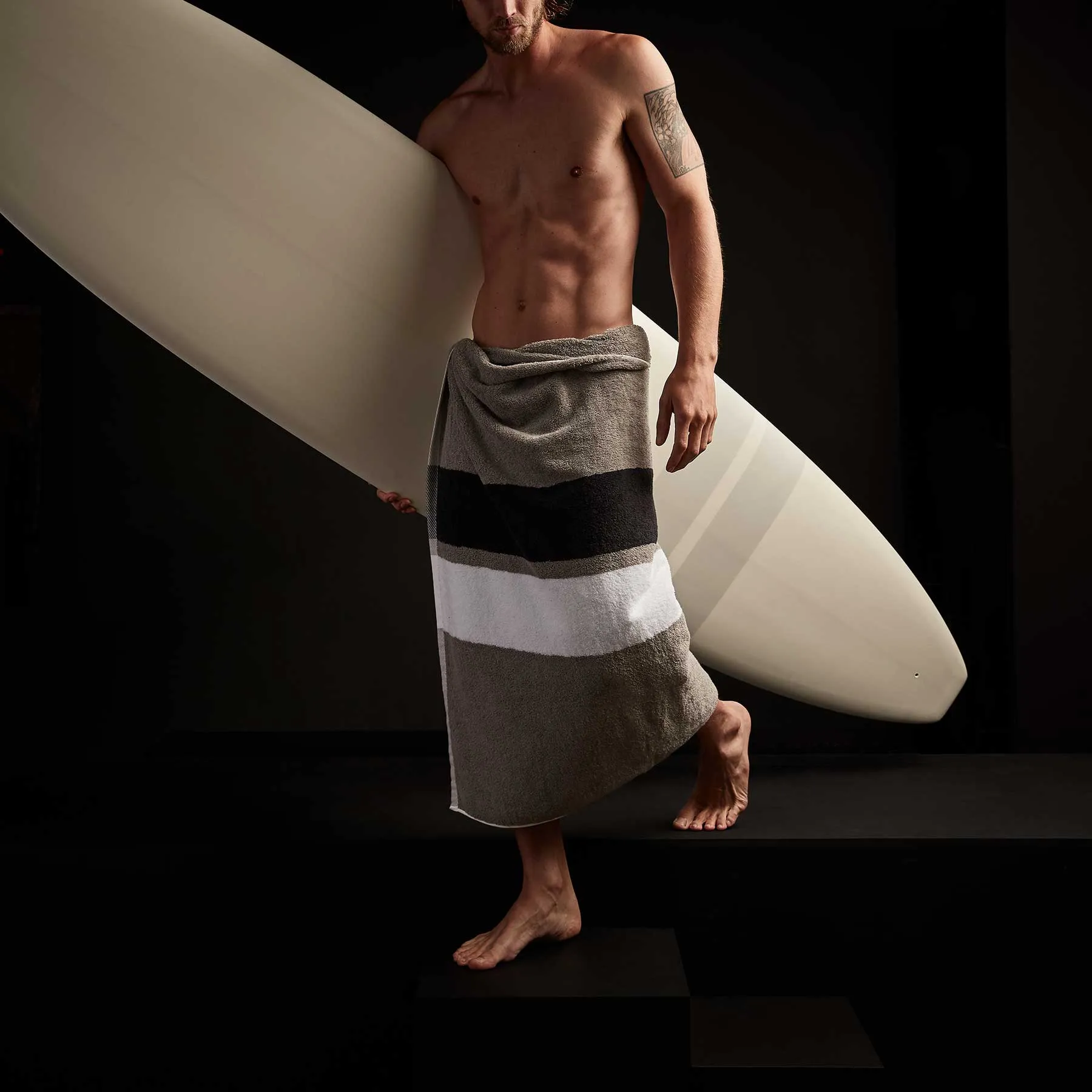 Classic Longboard  8'6" - Matte White & Grey Stripe