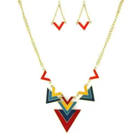 Colorful Geometric Triangle Necklace