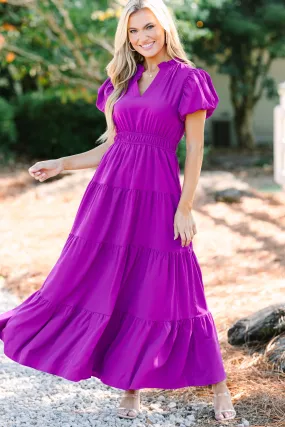 Coming Back For You Violet Purple Tiered Midi Dress