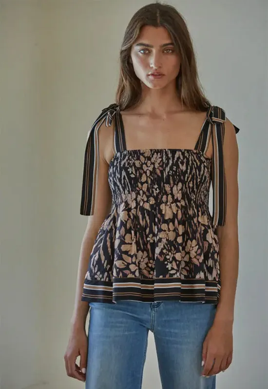 Constance Floral Top - Black Multi