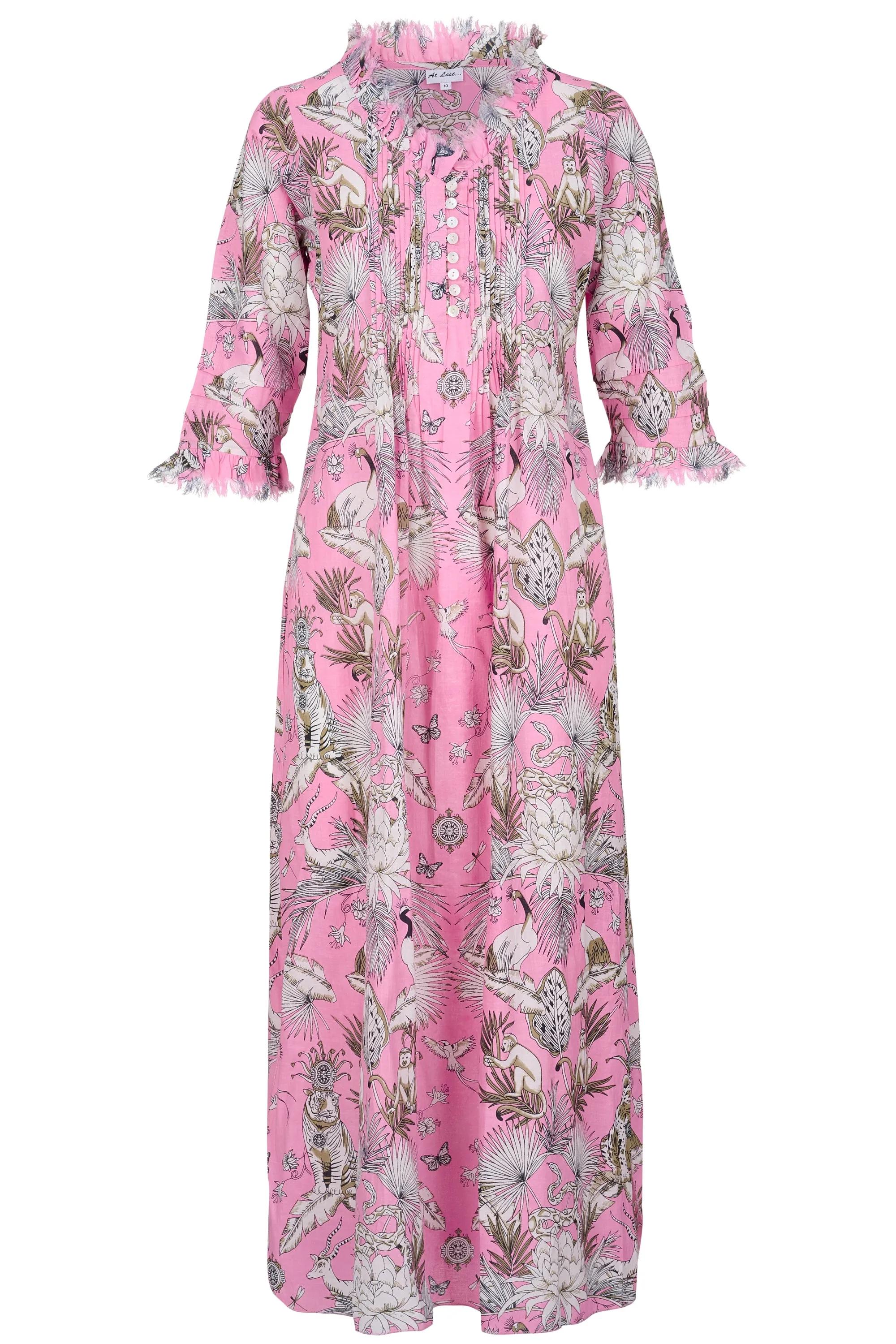 Cotton Annabel Maxi Dress in Pink Tropical