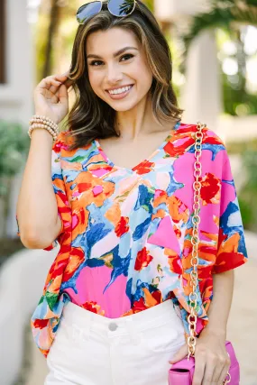 Couldn't Be Better Coral Orange Floral Top