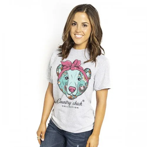 Country Chick By Simply Southern Preppy Bowtie Bear T-Shirt