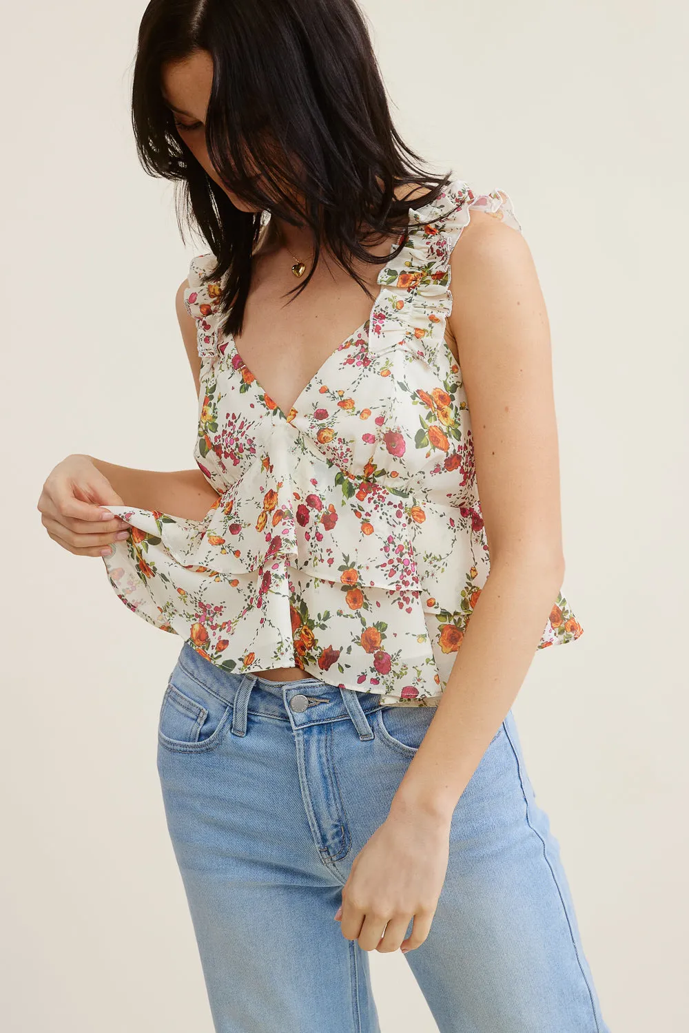 Cream Floral Blouse