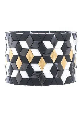 Cube Stretch Ceramic Bracelet - Yellow Gold