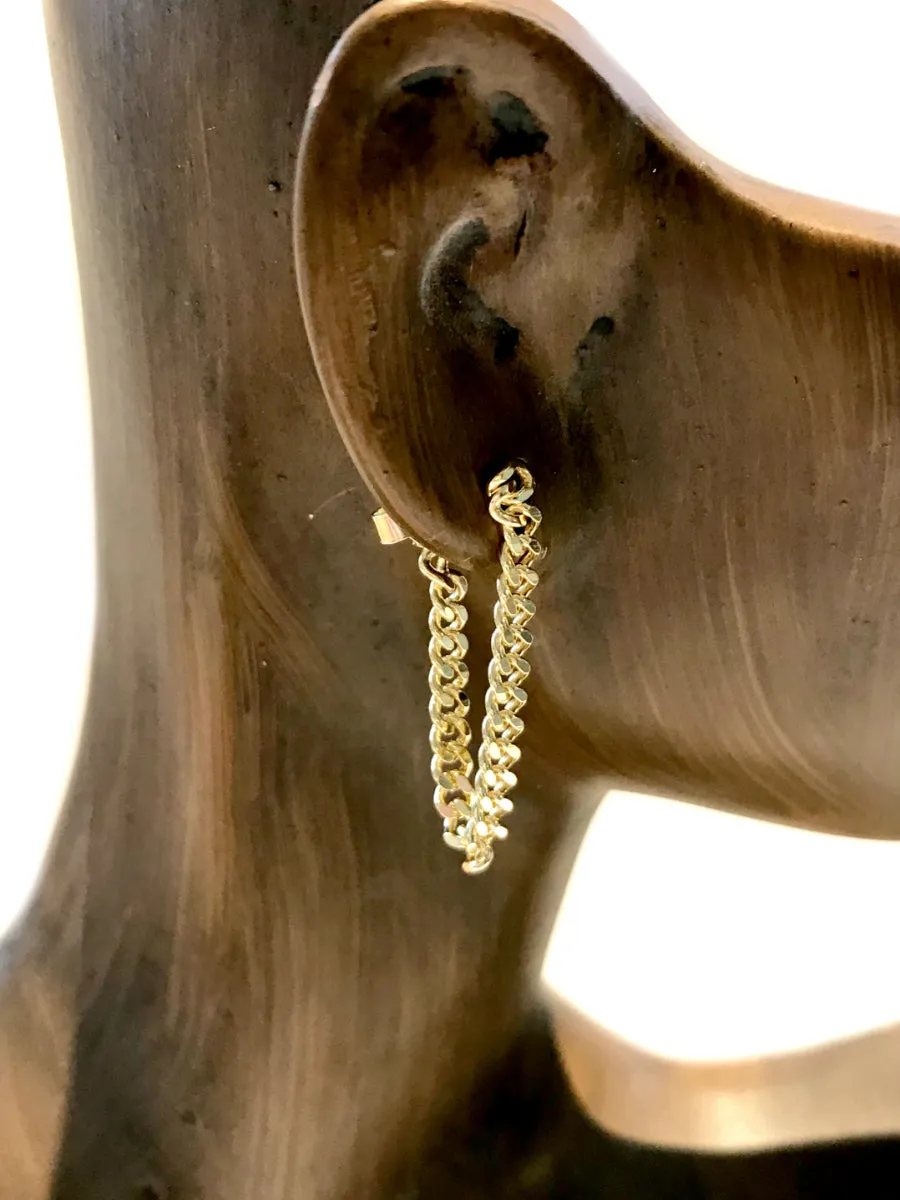 Curb Chain Loop Post Earrings