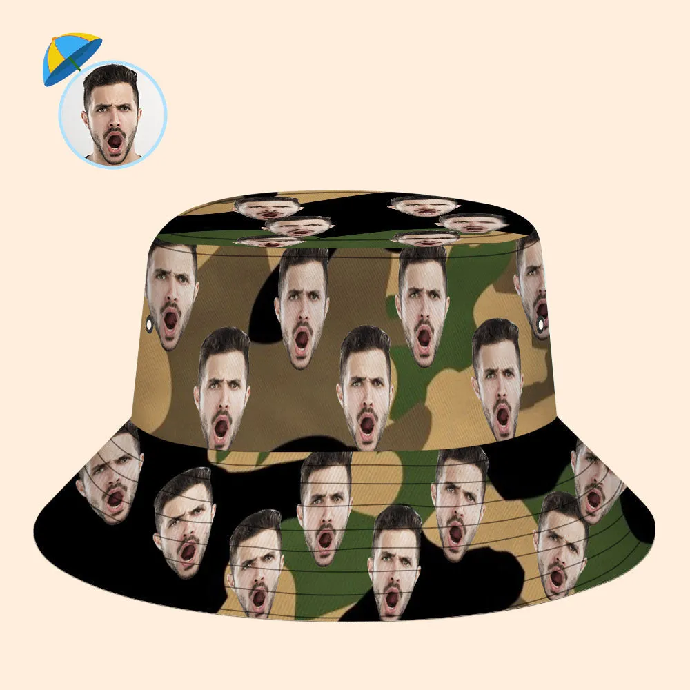 Custom Bucket Hat Unisex Face Bucket Hat Personalize Wide Brim Outdoor Summer Cap Hiking Beach Sports Hats Camouflage Bucket Hat Gift for Lover