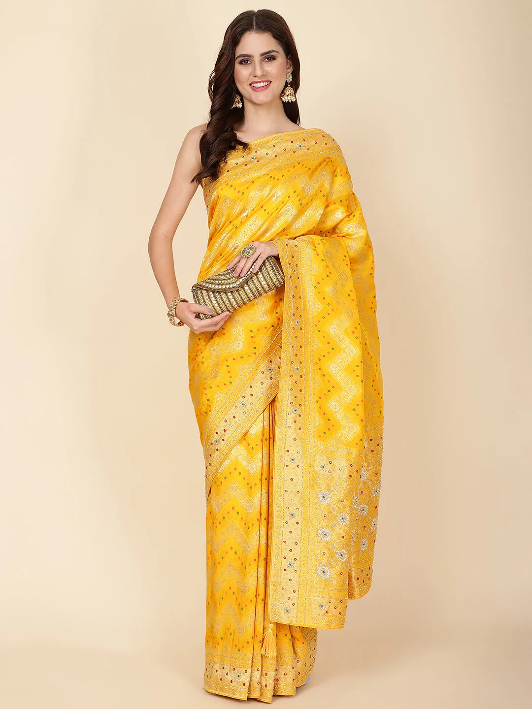 Cutdana Embroidery Dola Handloom Saree