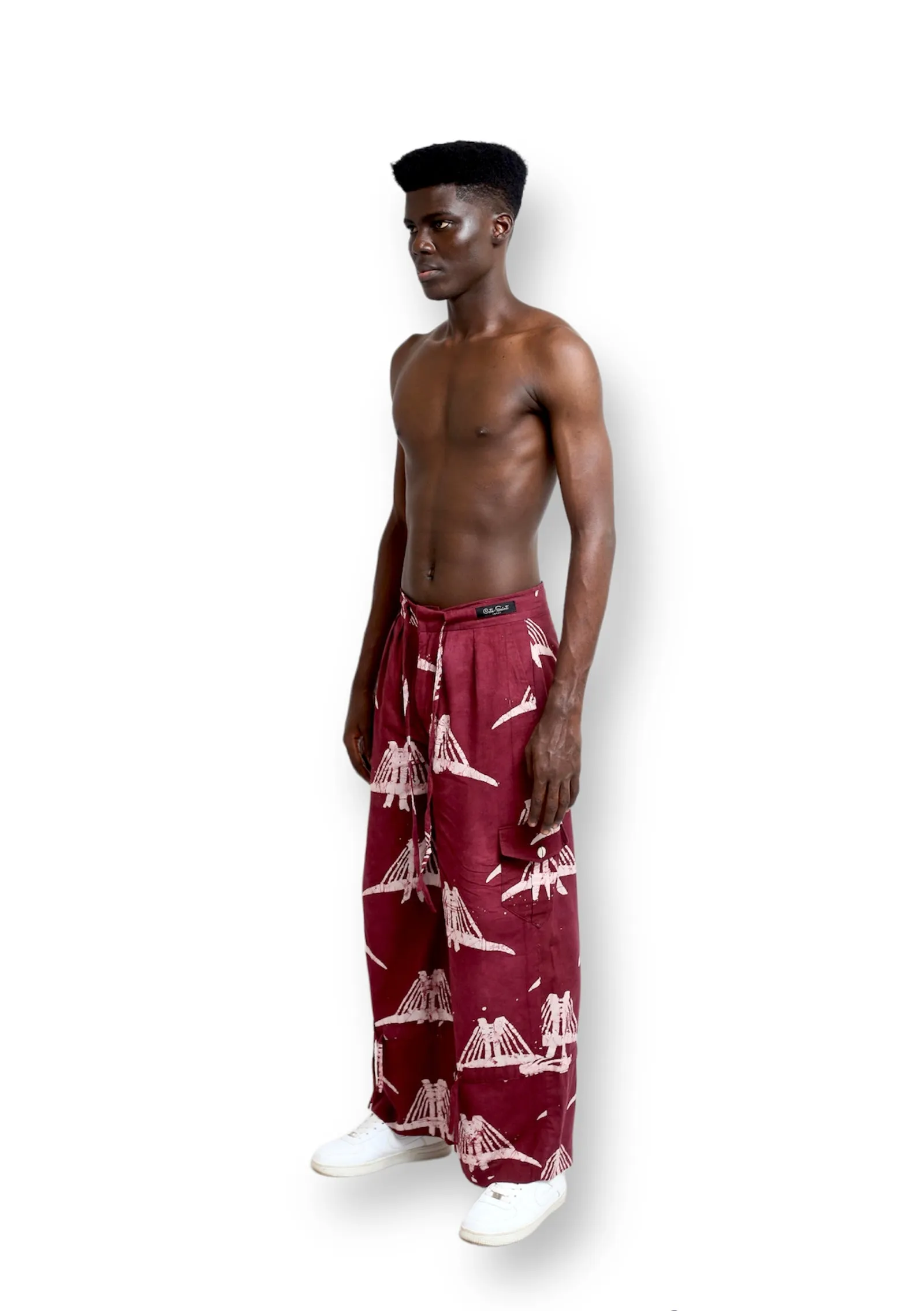 Cute Saint Igunu Burgundy Cotton Trouser