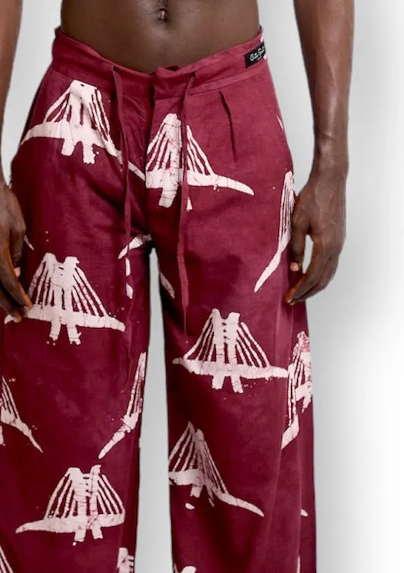 Cute Saint Igunu Burgundy Cotton Trouser