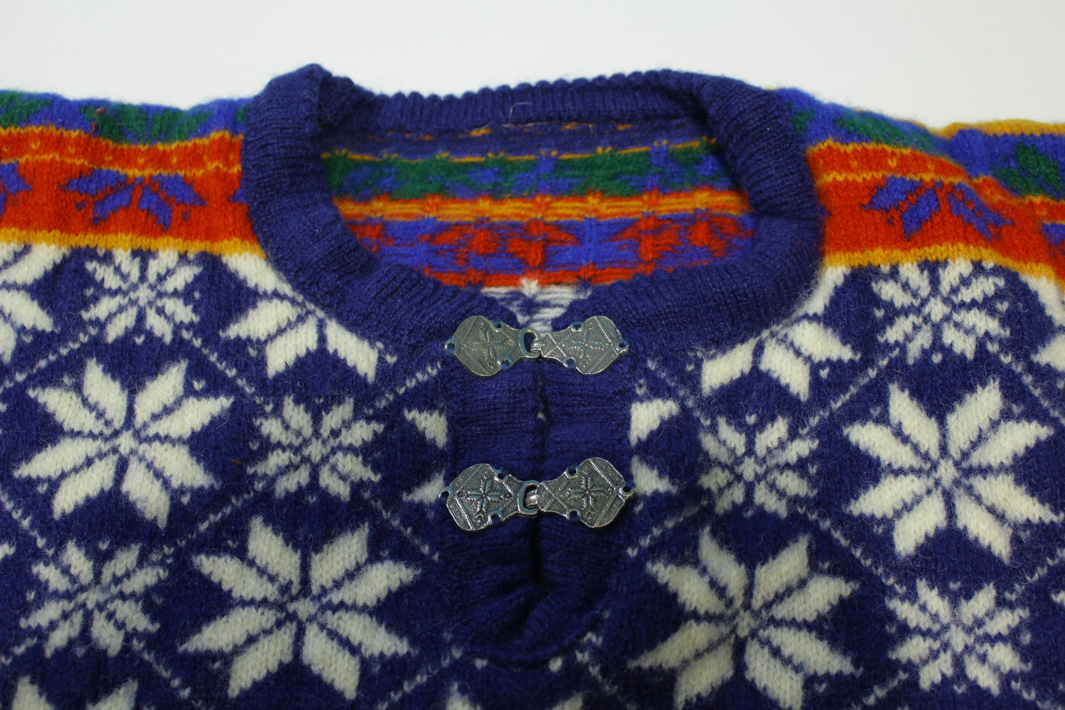 Dale Of Norway 1997 Vintage Trondheim Fair Isle Wool Metal Clasp Sweater