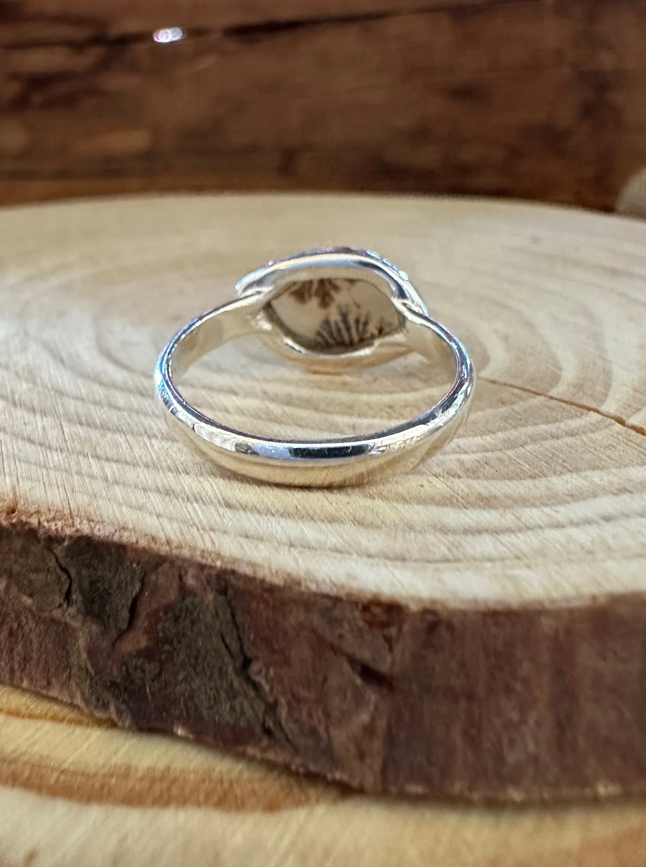 DENDRITIC AGATE and Silver Ring Size 7