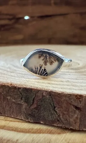 DENDRITIC AGATE and Silver Ring Size 7