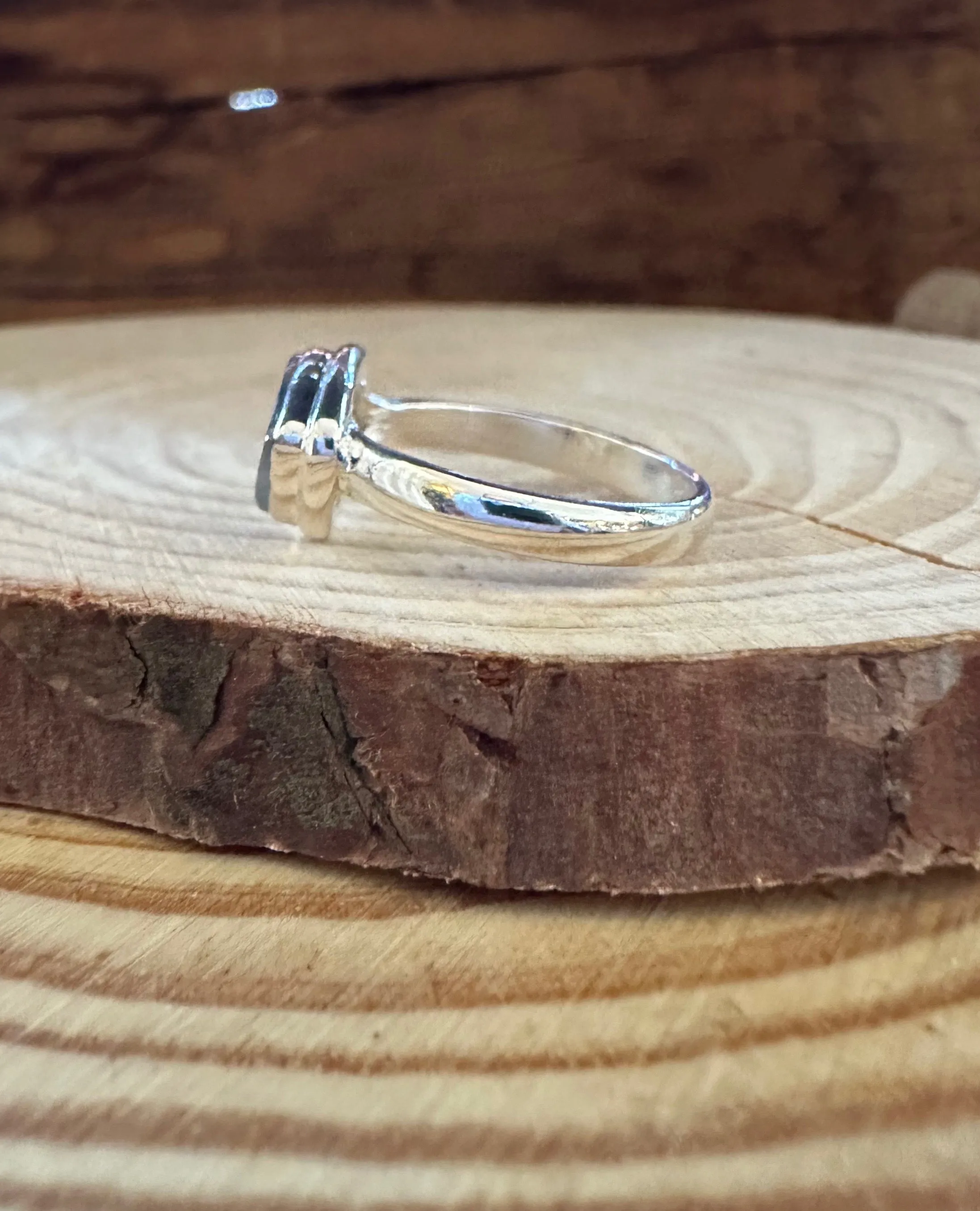 DENDRITIC AGATE and Silver Ring Size 7