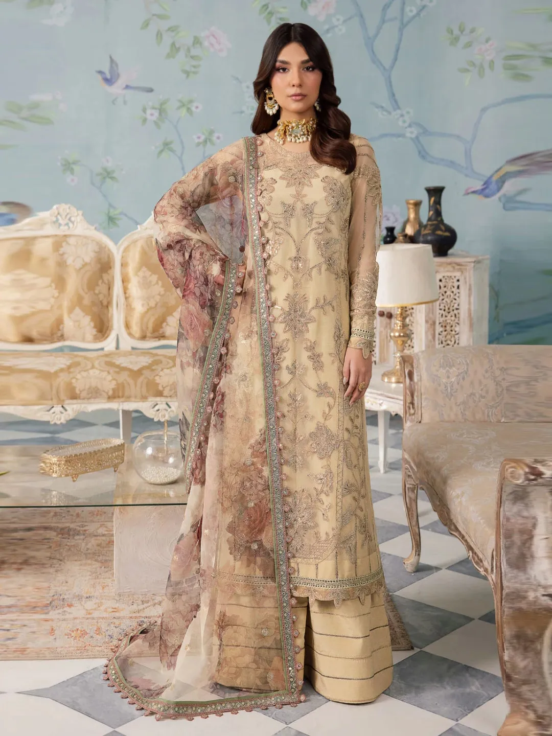 Designer Embroidered Net