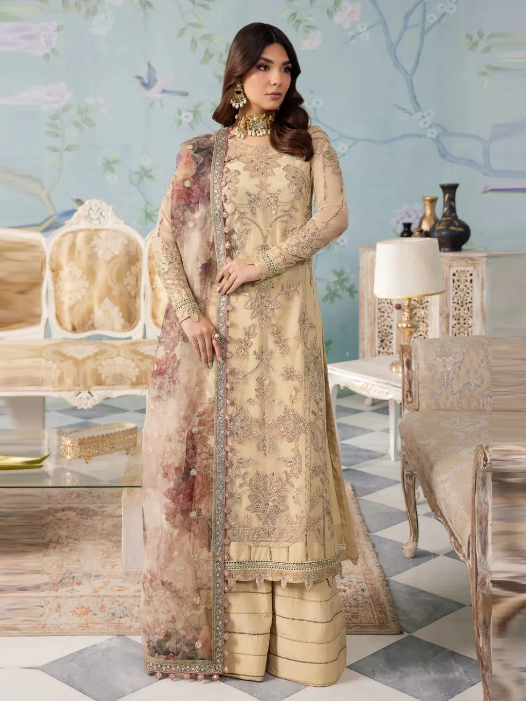 Designer Embroidered Net