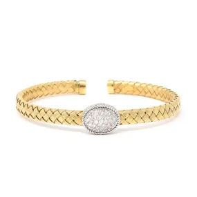 Diamond Pave Weave Cuff Bracelet in 14K Yellow Gold