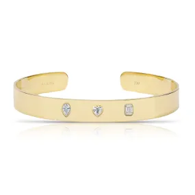 Diamond Personalized Fancy Shape Cuff Bangle