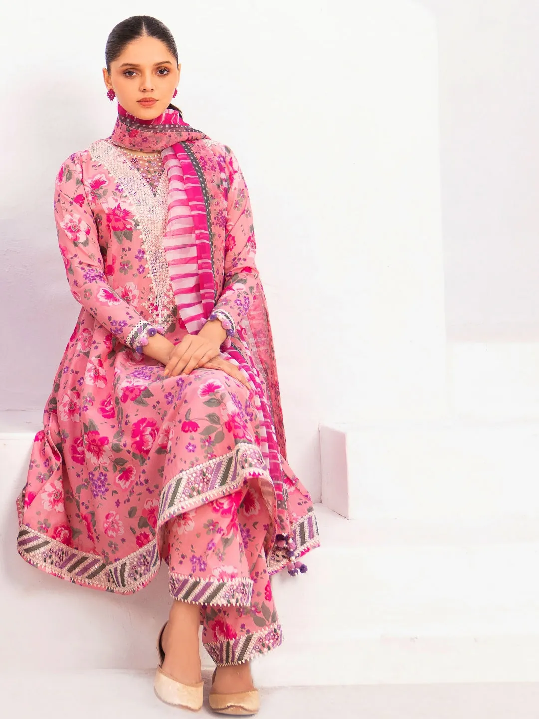 Digital Printed Embroidered Lawn