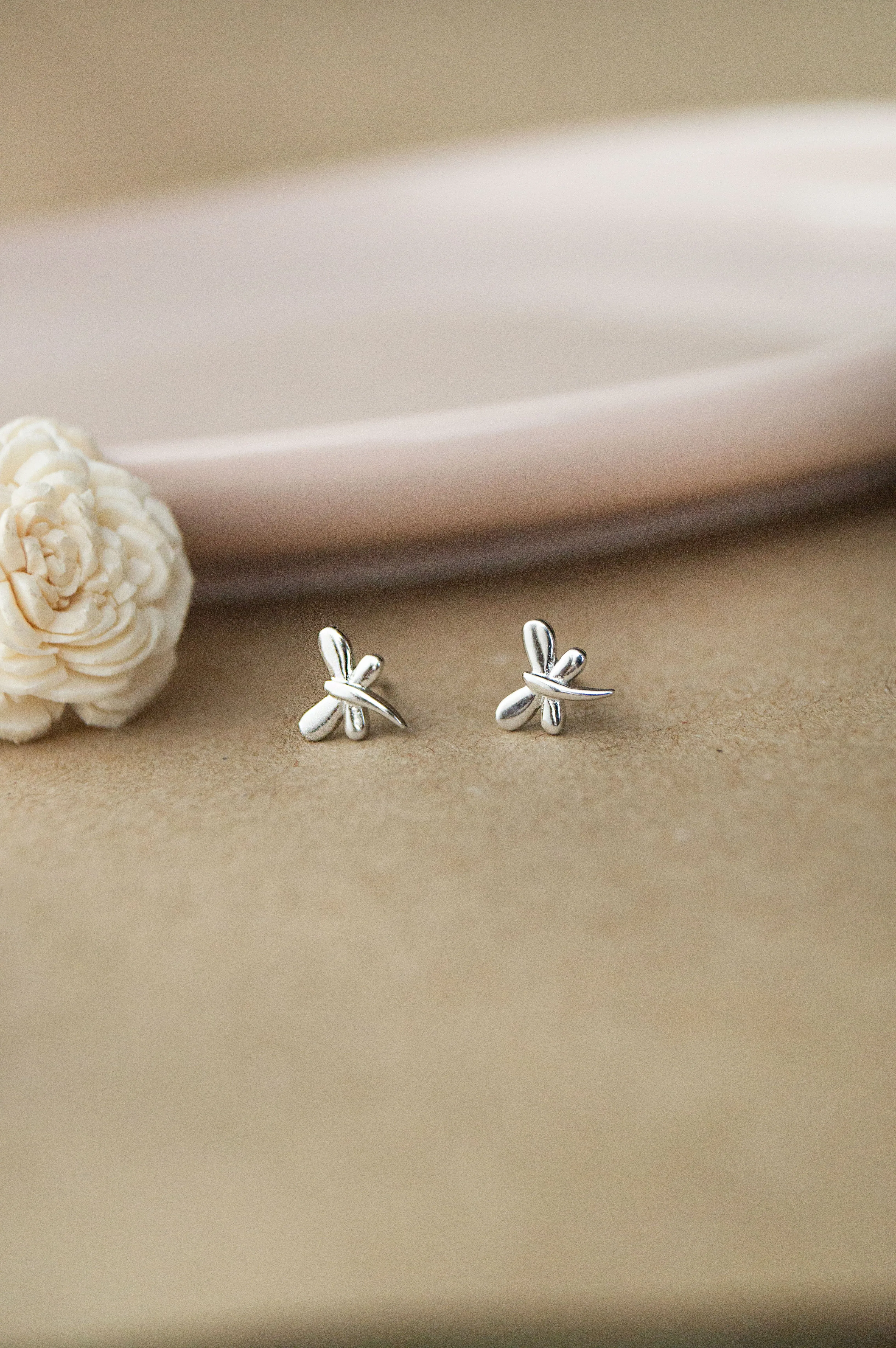 Dragon Fly Sterling Silver Mini Stud Earrings