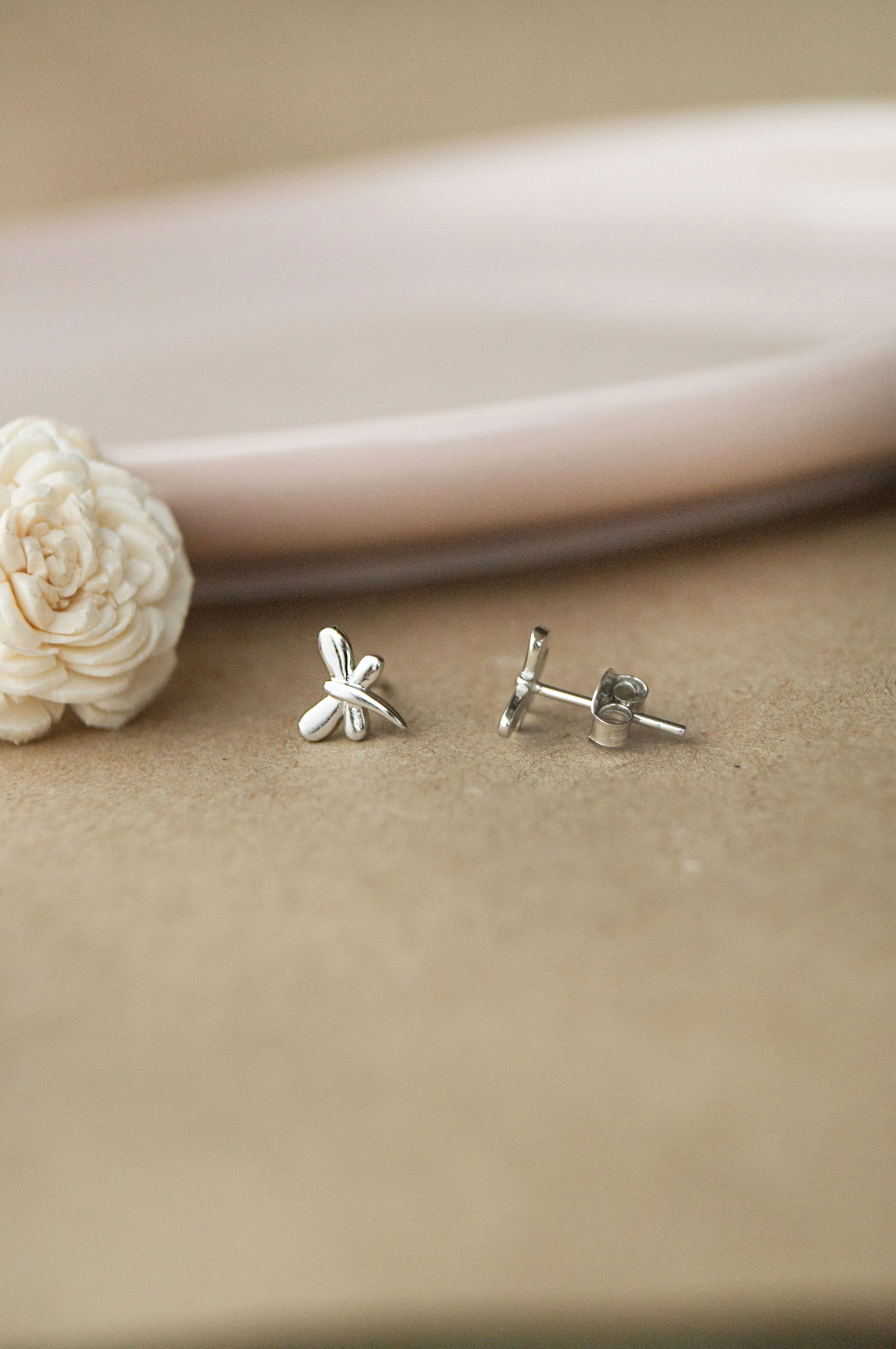 Dragon Fly Sterling Silver Mini Stud Earrings