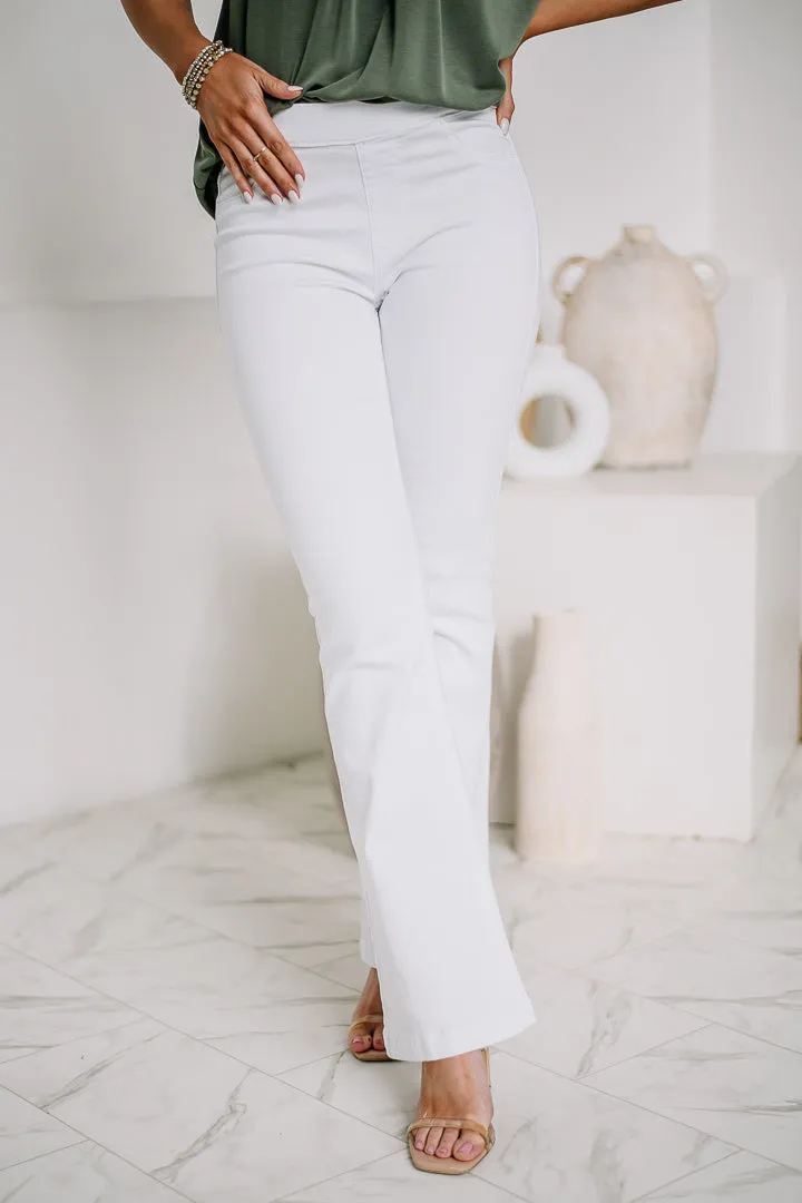 Easy Business Pull On Petite Flare Jeans | White