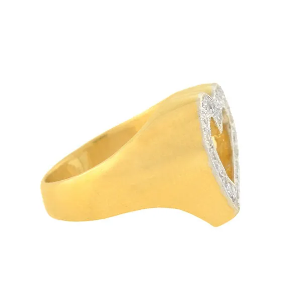 Estate 14kt Yellow Gold   Diamond Open Heart Ring 0.50ctw