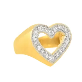 Estate 14kt Yellow Gold   Diamond Open Heart Ring 0.50ctw