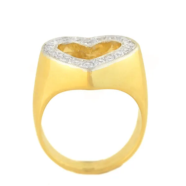 Estate 14kt Yellow Gold   Diamond Open Heart Ring 0.50ctw