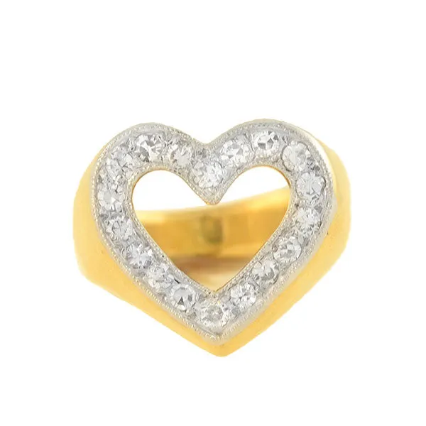 Estate 14kt Yellow Gold   Diamond Open Heart Ring 0.50ctw