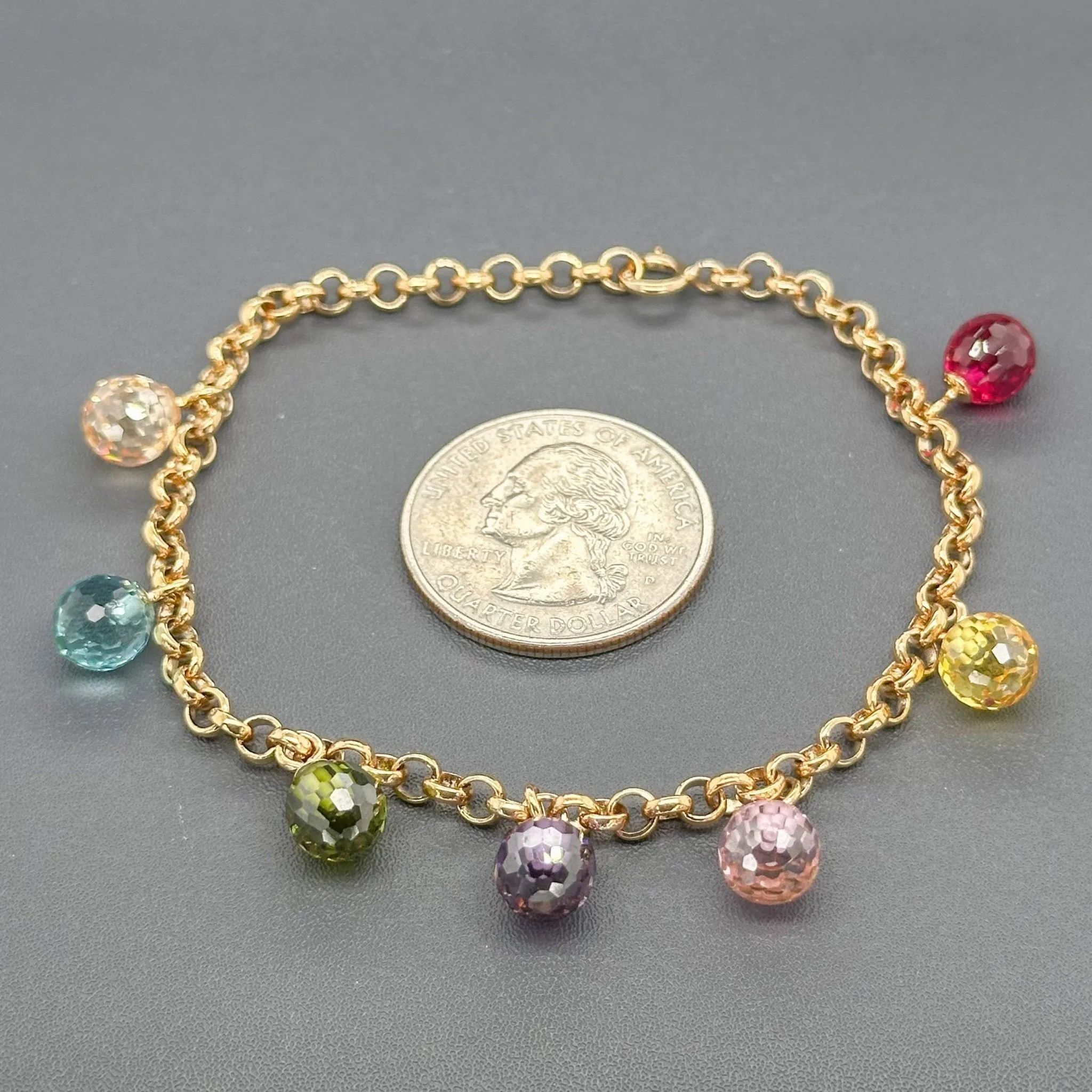 Estate SS YGP Multigemstone Briolette Bracelet